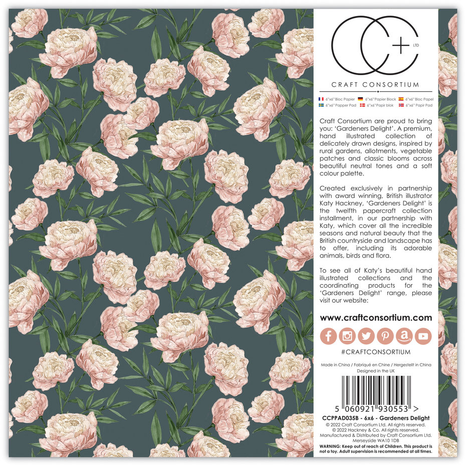 Gardeners Delight, 6x6" block,  Craft Consortium  - 2