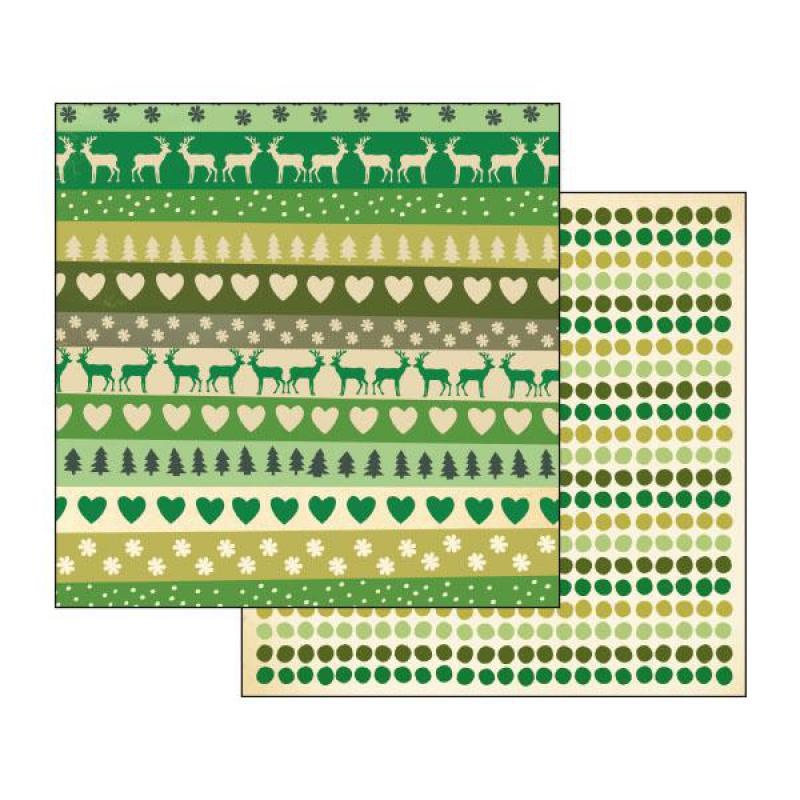 Reindeers & Green Hearts, 12"x12", dubbelsidigt, Stamperia
