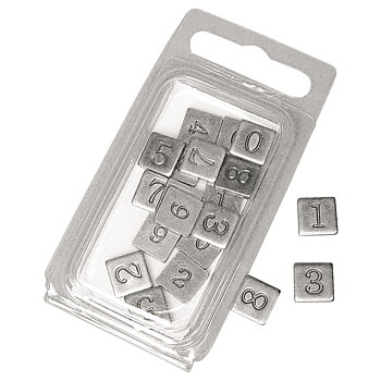 Siffror - metall 20st, oxiderad silver, 0,9x0,9cm,  Rayher