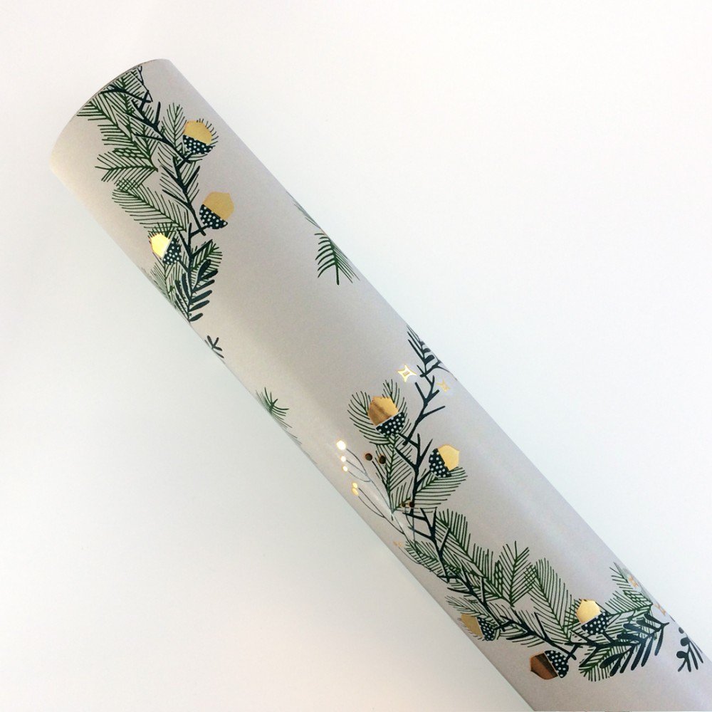 Mönstrat Vit/Guld Omslagspapper, Rico Design,