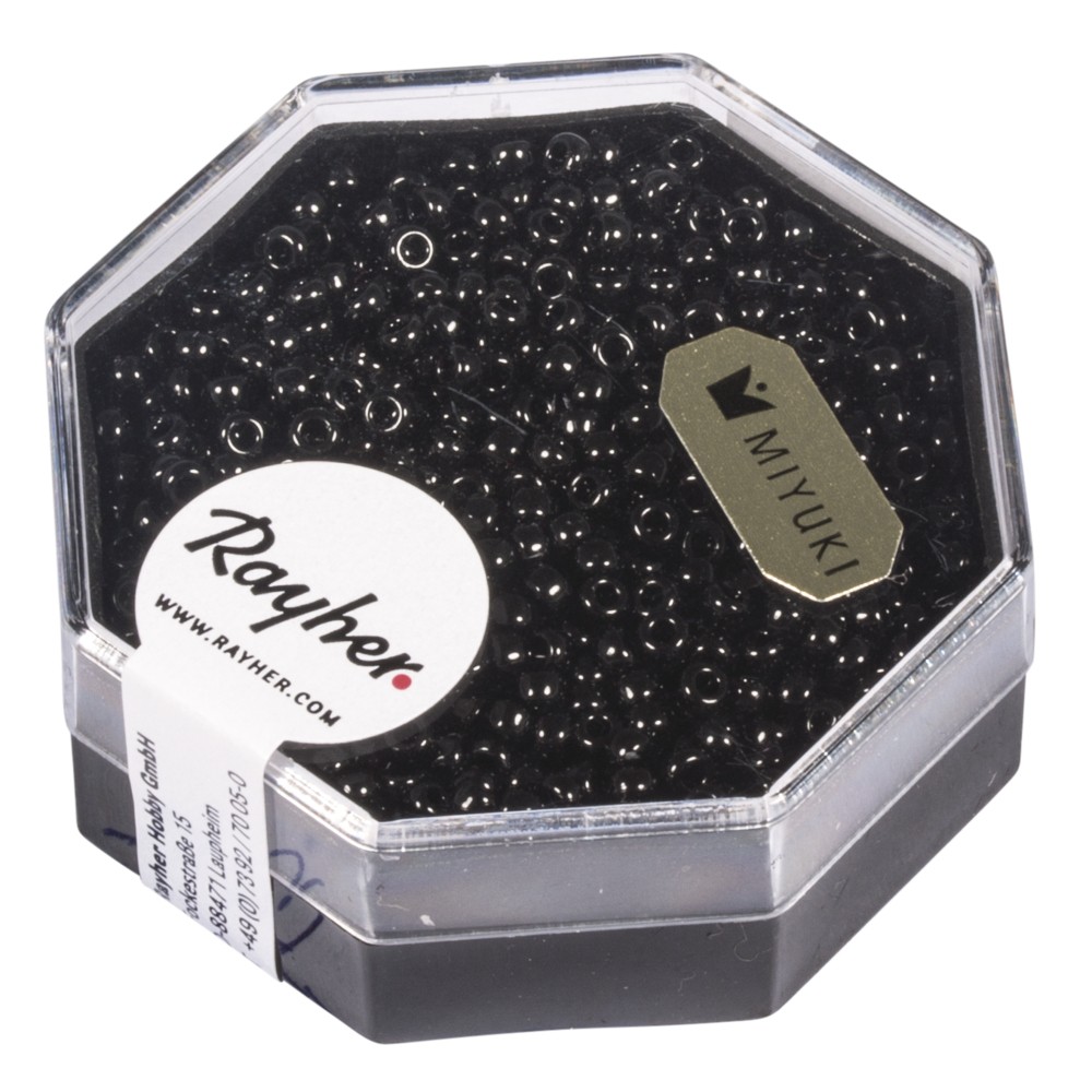 Svart, ø2,2mm, 12g, Rocailles - Premium, MIYUKI, Rayher