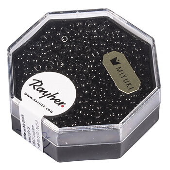 Svart, ø2,2mm, 12g, Rocailles - Premium, MIYUKI, Rayher