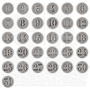 Siffror 1-31, Brads, Tim Holtz