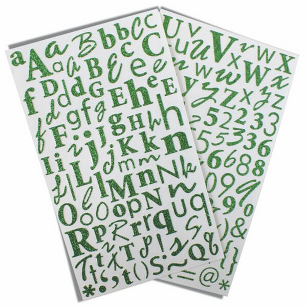 Alfabet stickers - Emerald (Mörkgrön), Trimcraft, 
