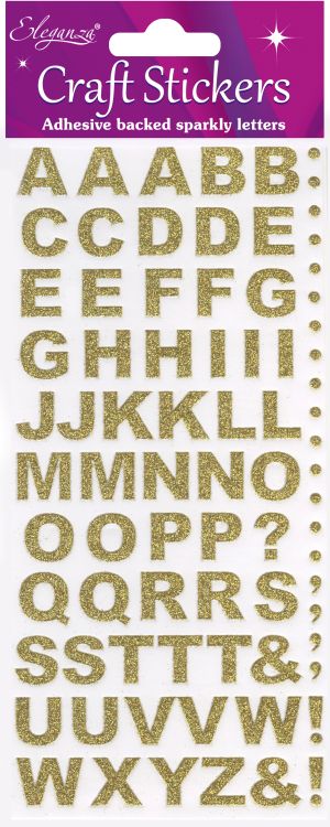 Guld - Alfabetstickers 55st, no. 65, Eleganza, 