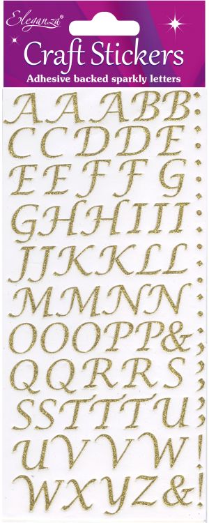 Guld - Alfabetstickers 55st, no. 65, Eleganza, 