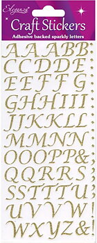 Guld - Alfabetstickers 55st, no. 65, Eleganza, 