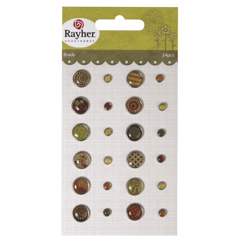Vintage - Brads, 24st, olika storlekar, Rayher, 