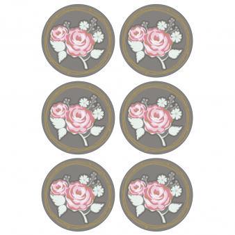 Rosor, 3d-stickers, 6st, 4cm