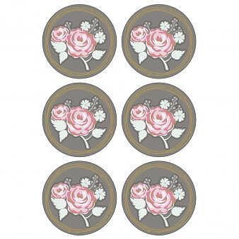 Rosor, 3d-stickers, 6st, 4cm