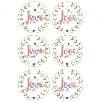 Love, 3d-stickers, 6st, 4cm