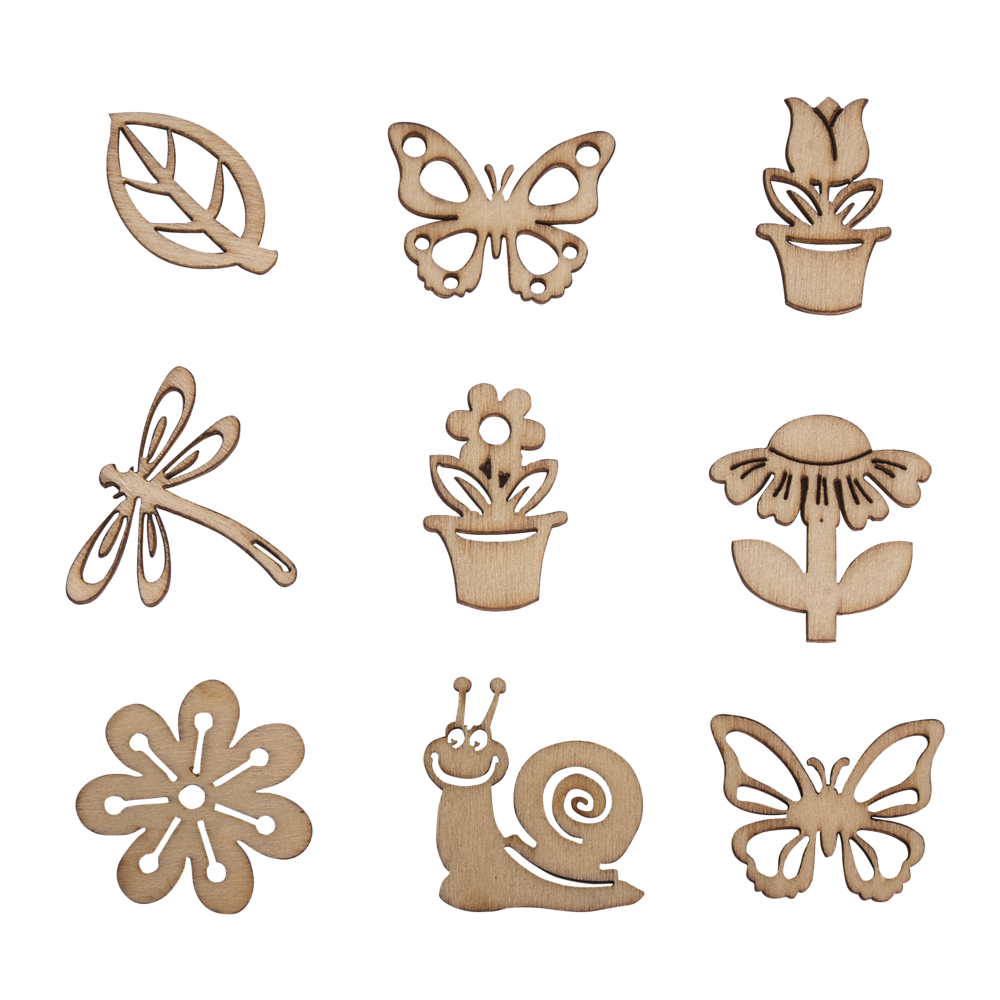 Spring - träfigurer, 3cm 9 motiv,  Rayher - 2