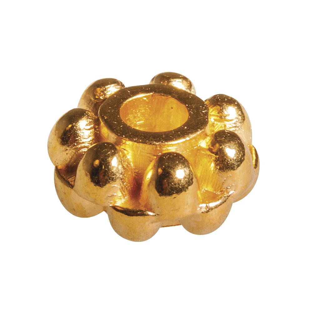 Guld, metall mellanpärlor, ø 7mm, Hål 2mm, 5st, Rayher