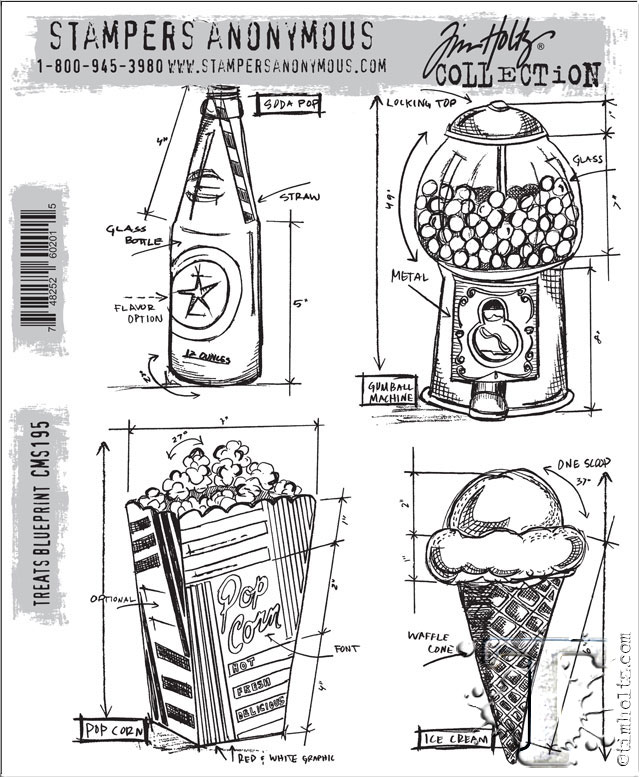 Treats Blueprint , 4st,  Tim Holtz Stamps, Stampers Anonymous