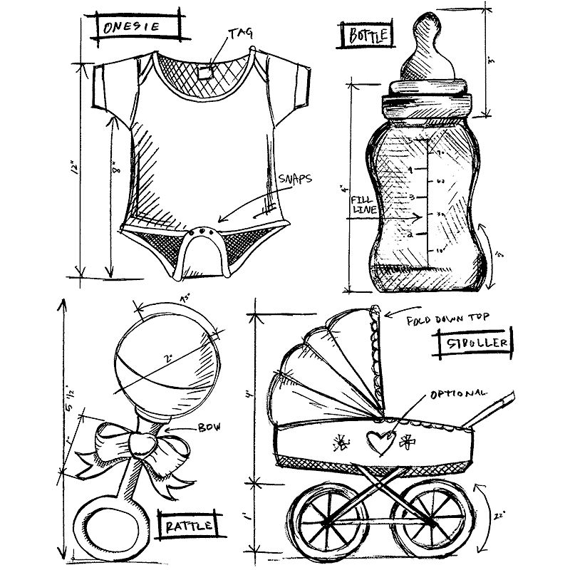  Baby Blueprint , 4st,  Tim Holtz Stamps,Stampers Anonymous