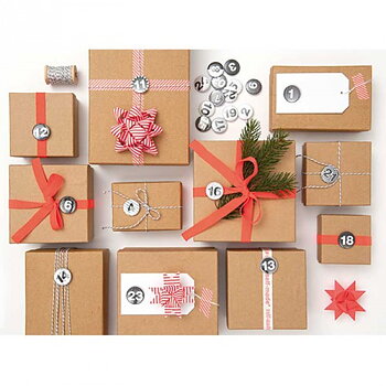 Adventskalender knappar, 24 st pins, - Svart /Vit,  Rico Design