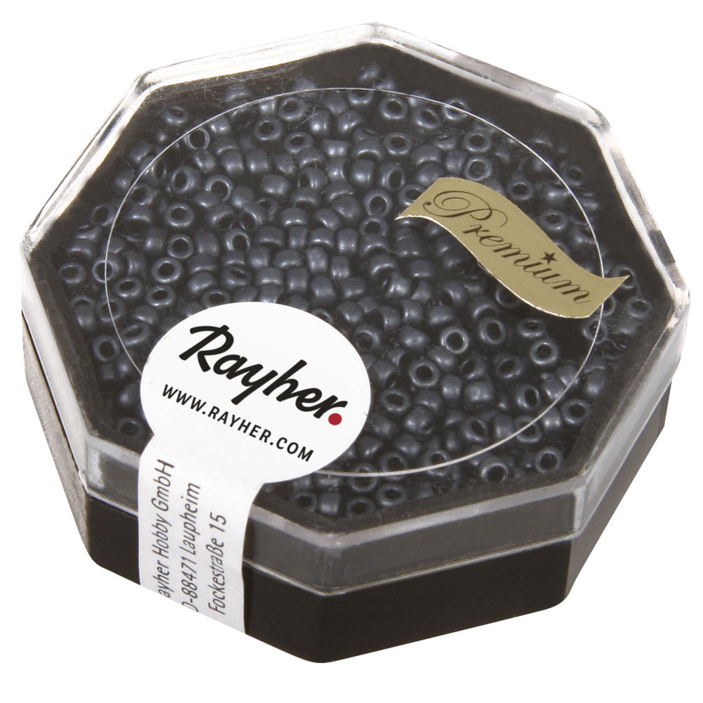 Blå - Grå (frostad metallic), ø2,2mm, 4g, Rocailles - Premium, MIYUKI, Rayher