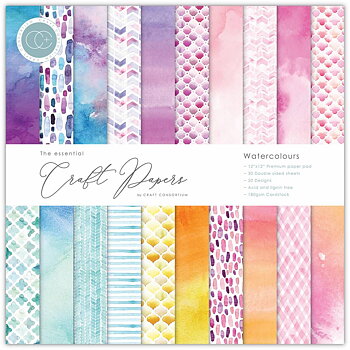 Watercolours, 12x12" block, Essential Craft Papers,  Craft Consortium 