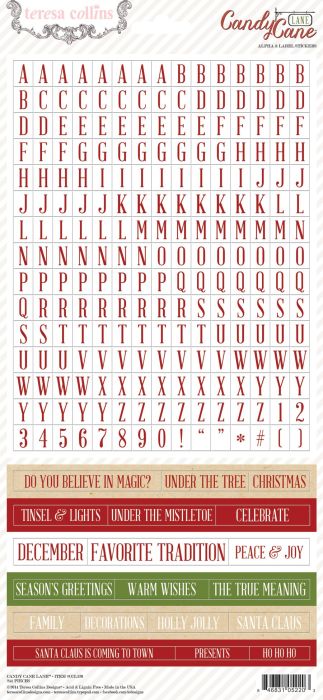 Candy Cane Lane Word Stickers, Teresa Collins