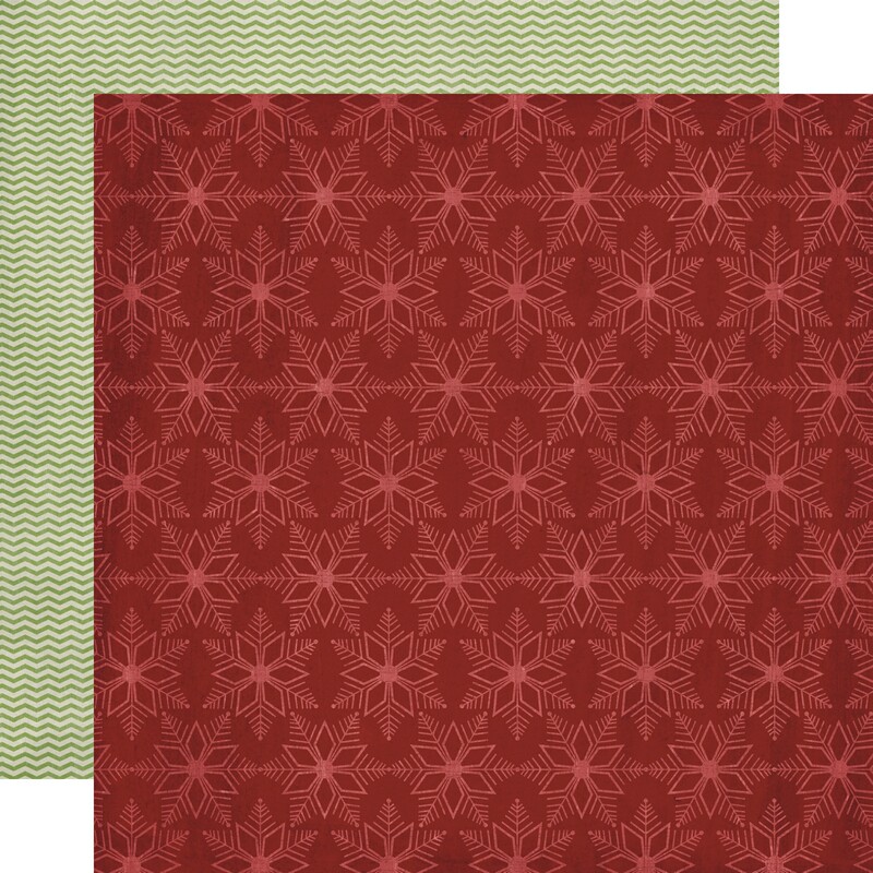 Christmas Cottage Red Snowflakes, 12x12", dubbelsidigt, Teresa Collins