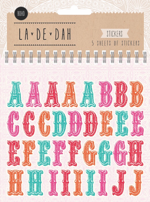  La De Dah Alphabet Sticker Book Boho, Trimcraft, 