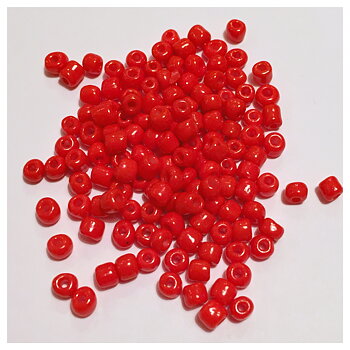 Röda - klar, rocaillepärlor, 4mm, ca 300st/22g