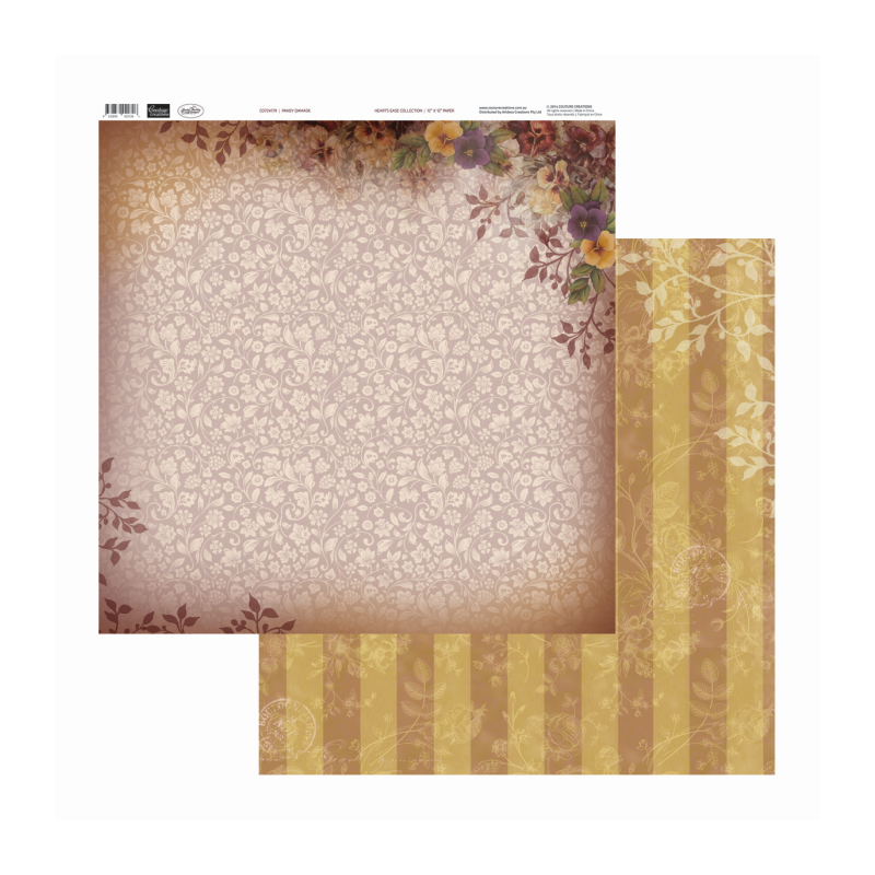 Pansy Damask - Hearts Ease Collection, 12"x12", dubbelsidigt, Couture Creations