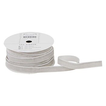 Silver, sammetsband, 9mm 10m, Docrafts,