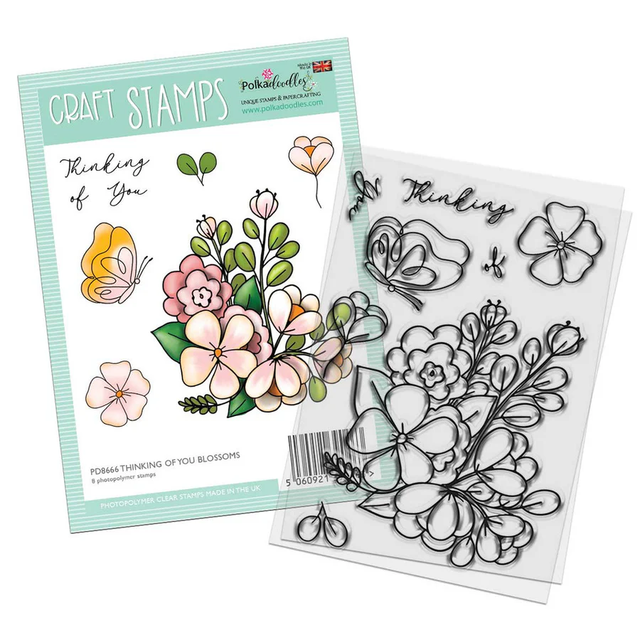 Thinking of You Blossom Flower, Clear Stamps, Polkadoodles