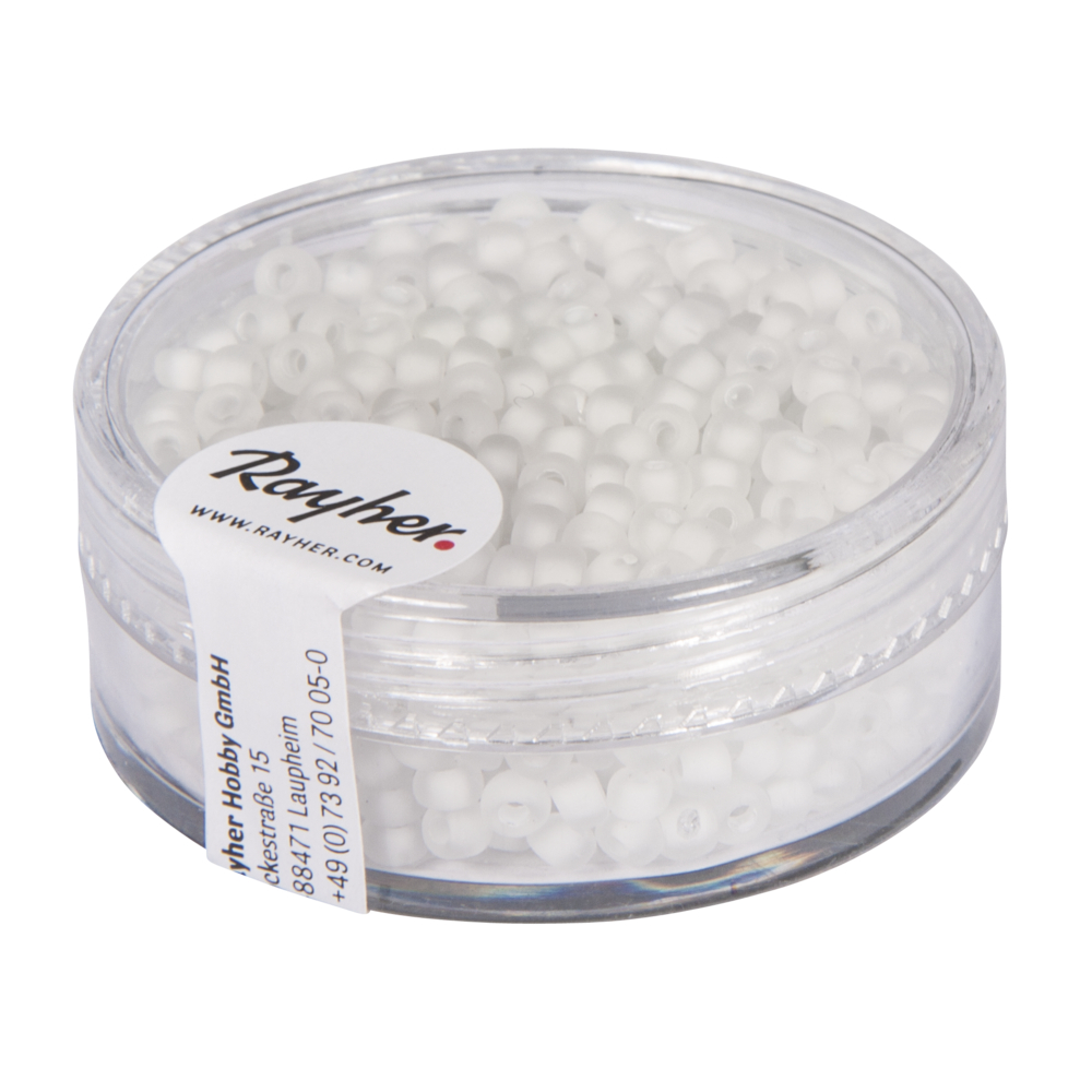 Vit - matta, Rocailles Arctic, 2,6 mm ø,17 g, Rayher