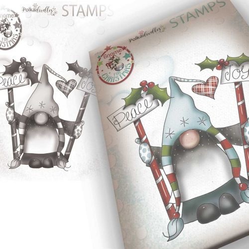 Gnome Peace & Joy, Clear stamp, Polkadoodles