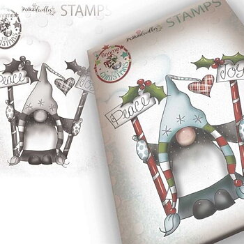 Gnome Peace & Joy, Clear stamp, Polkadoodles