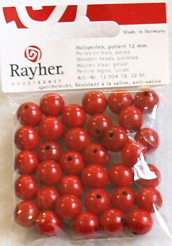 Röda - Träpärlor, 12mm, 32st. 