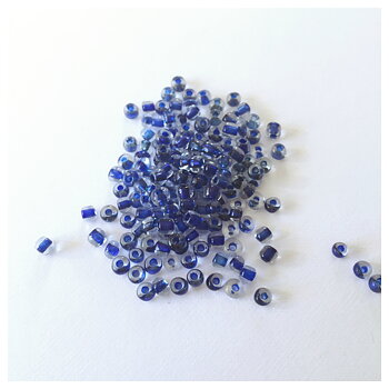 Blå/Klar, rocaillepärlor, 4mm, ca 300st/22g