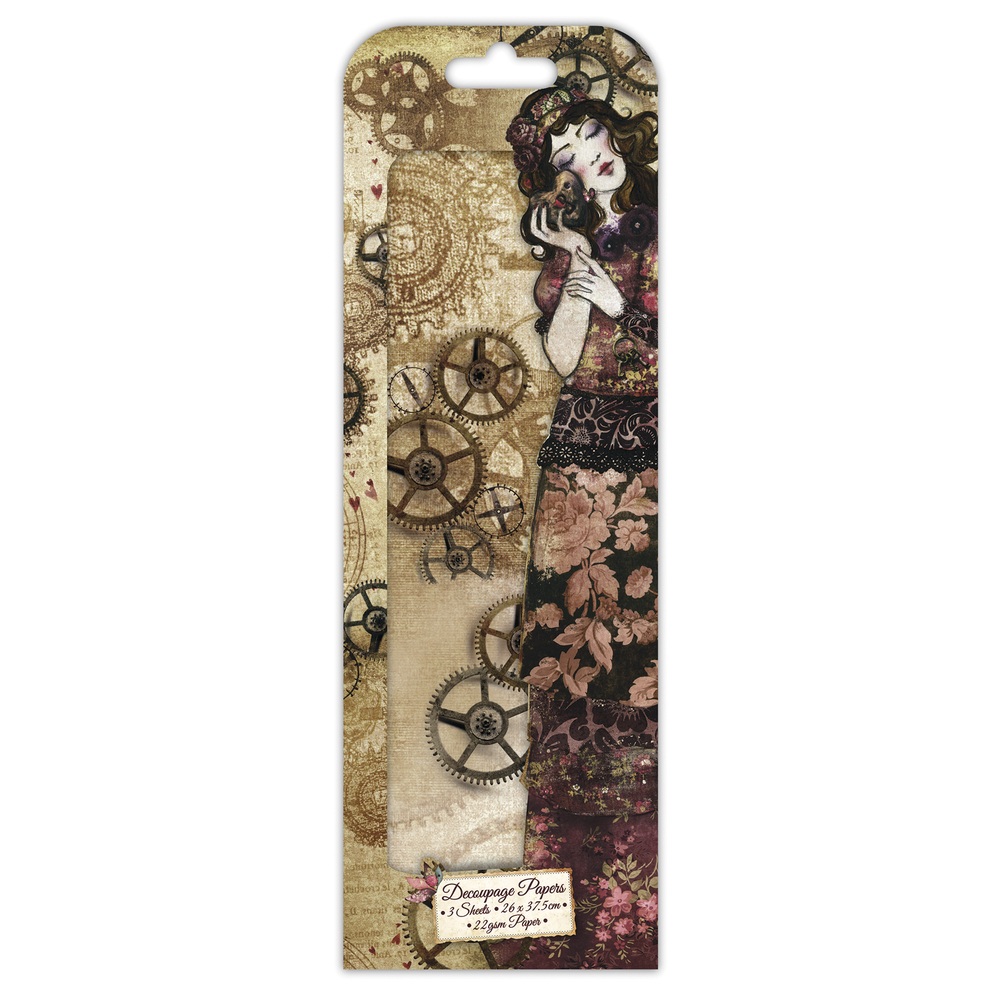 Mechanic to My heart gears, 3st, DecoMaché Paper, Willow, Santoro London,