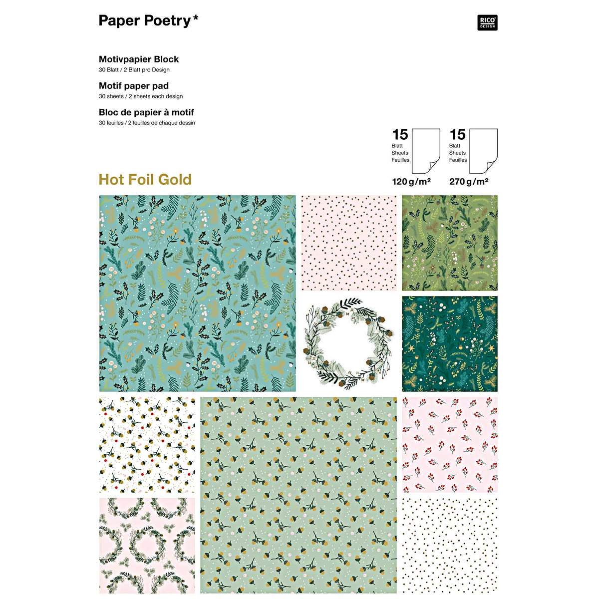 Classical Christmas block, A4, 30 ark, Rico Design,