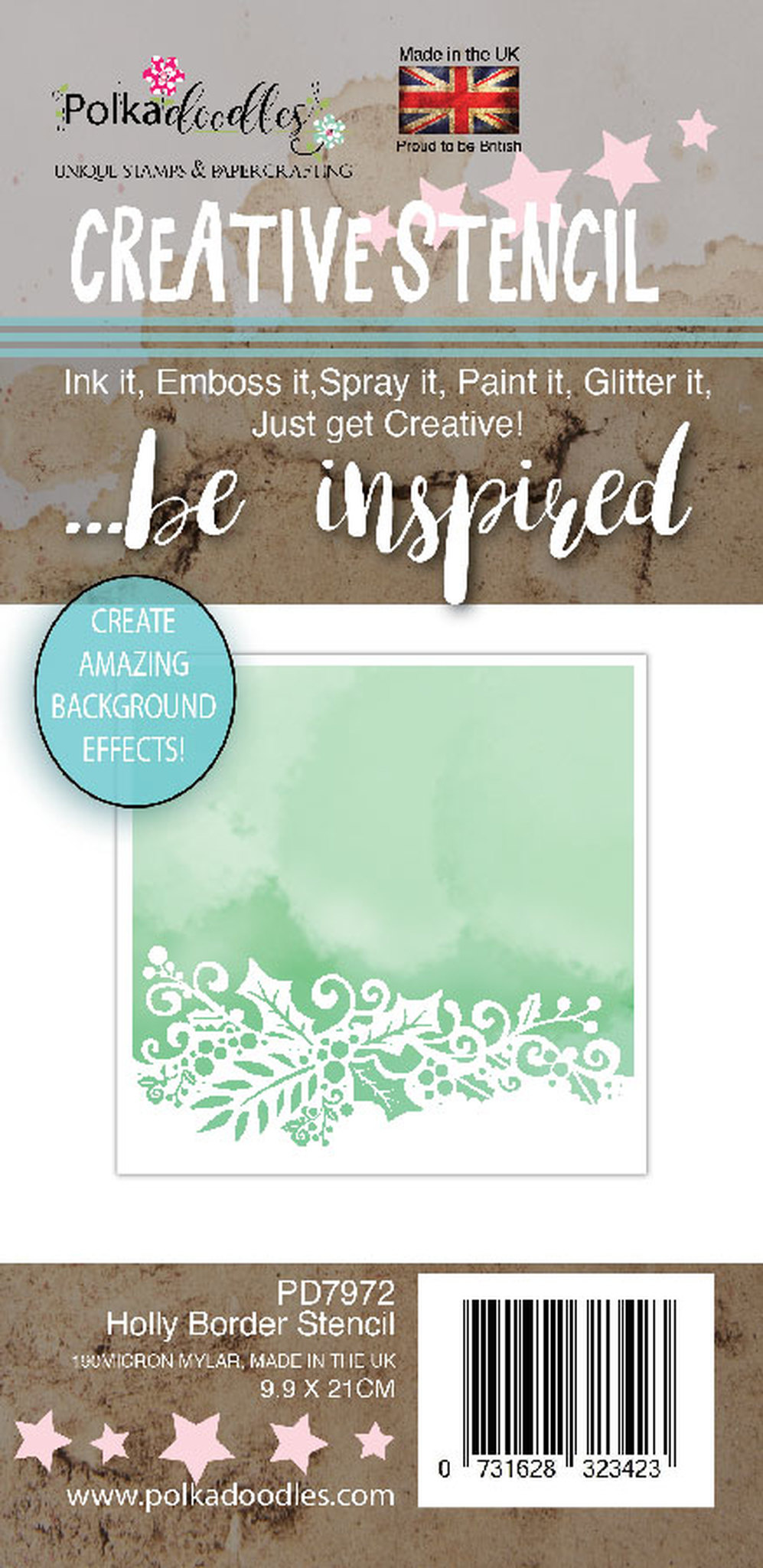 Holly Border, Stencil, Polkadoodles 