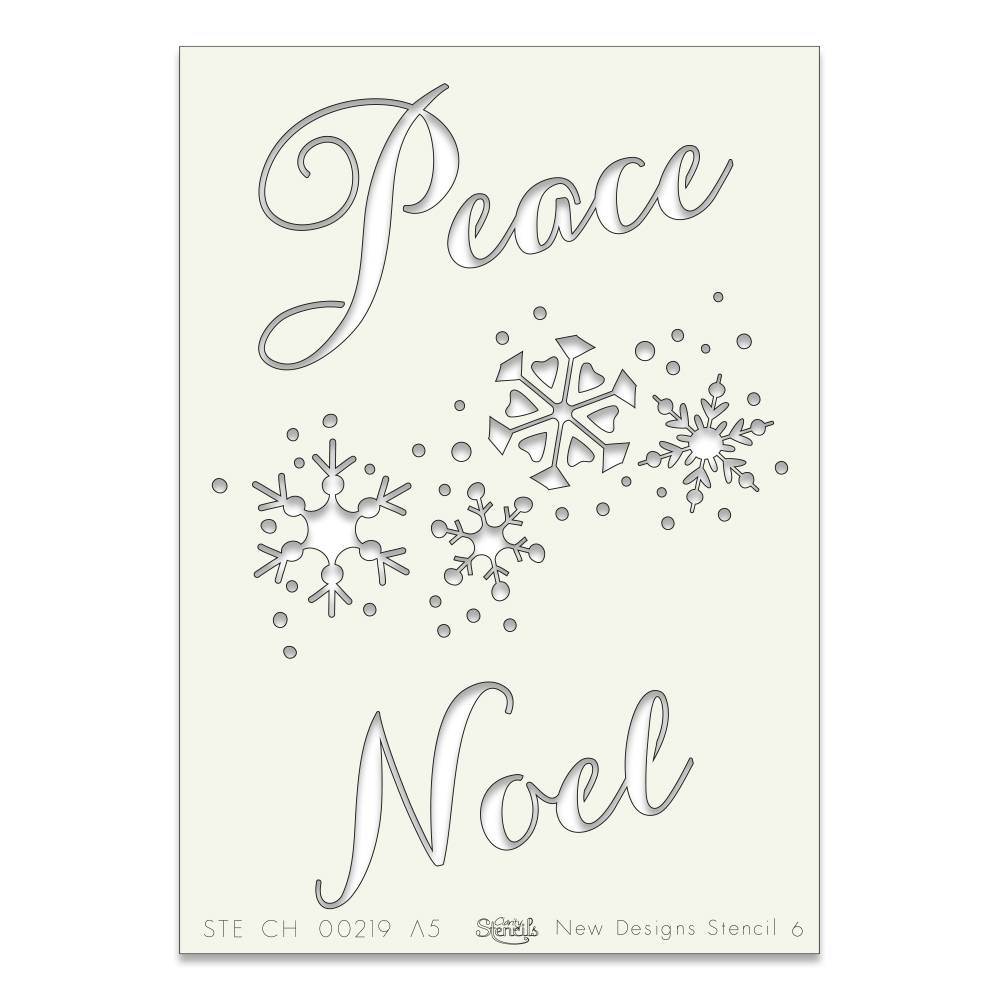 Peace Noel & Snowflake, Schablon A5, Claritystamp, 