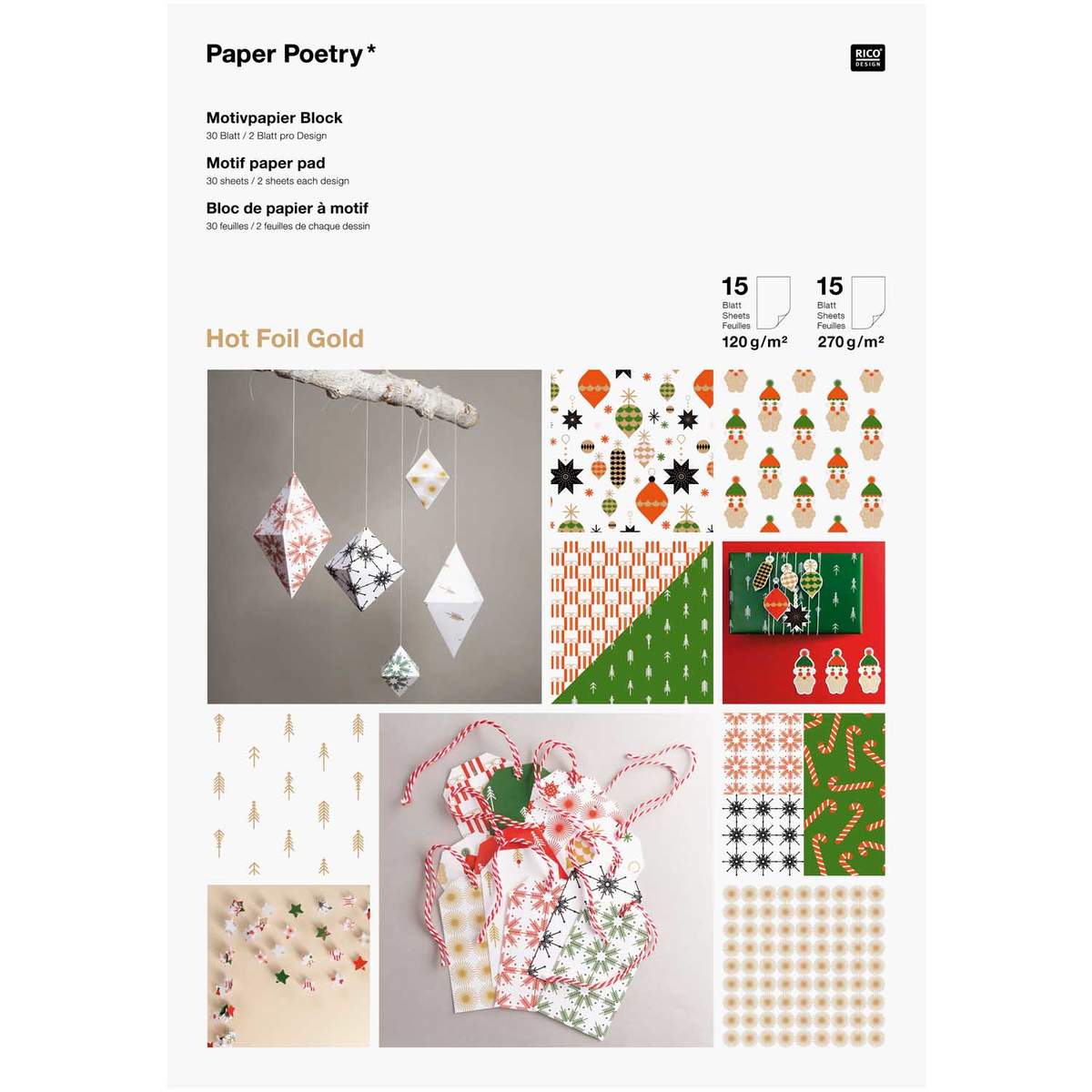 Puristic Christmas block, A4, 30 ark, Rico Design, 