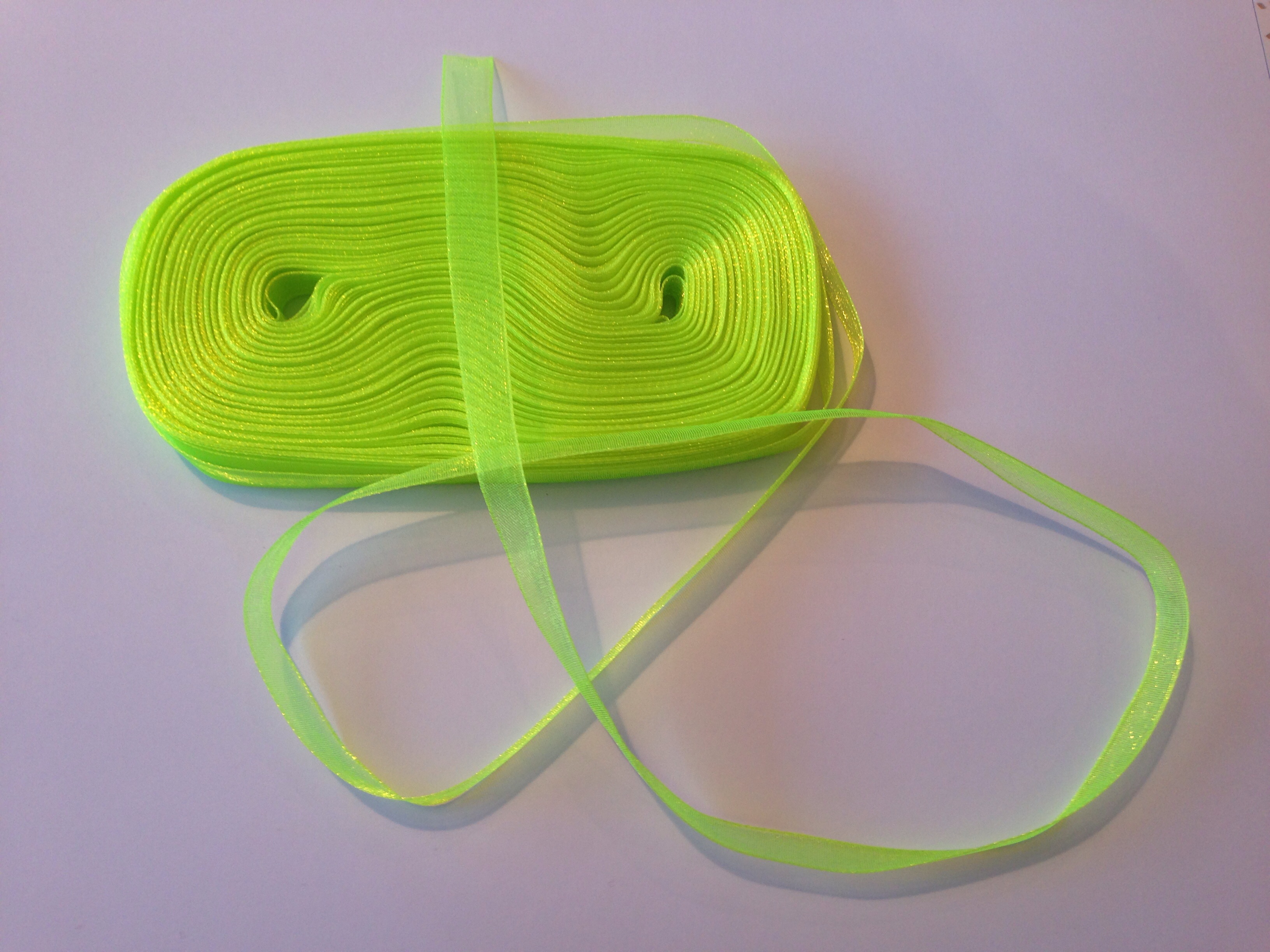 Grön-neon, Organzaband, 10mm