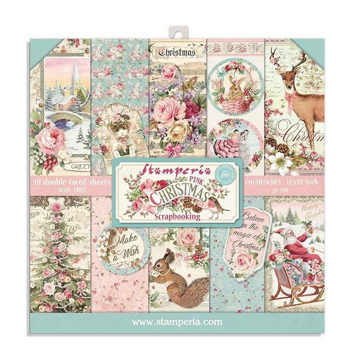 Pink Christmas, 8x8" paper pack, Stamperia 