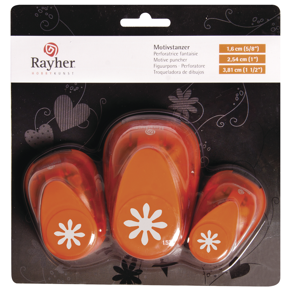 Daisy - motivstans - SET, ø 1,6cm+2,54cm+3,81cm, Rayher