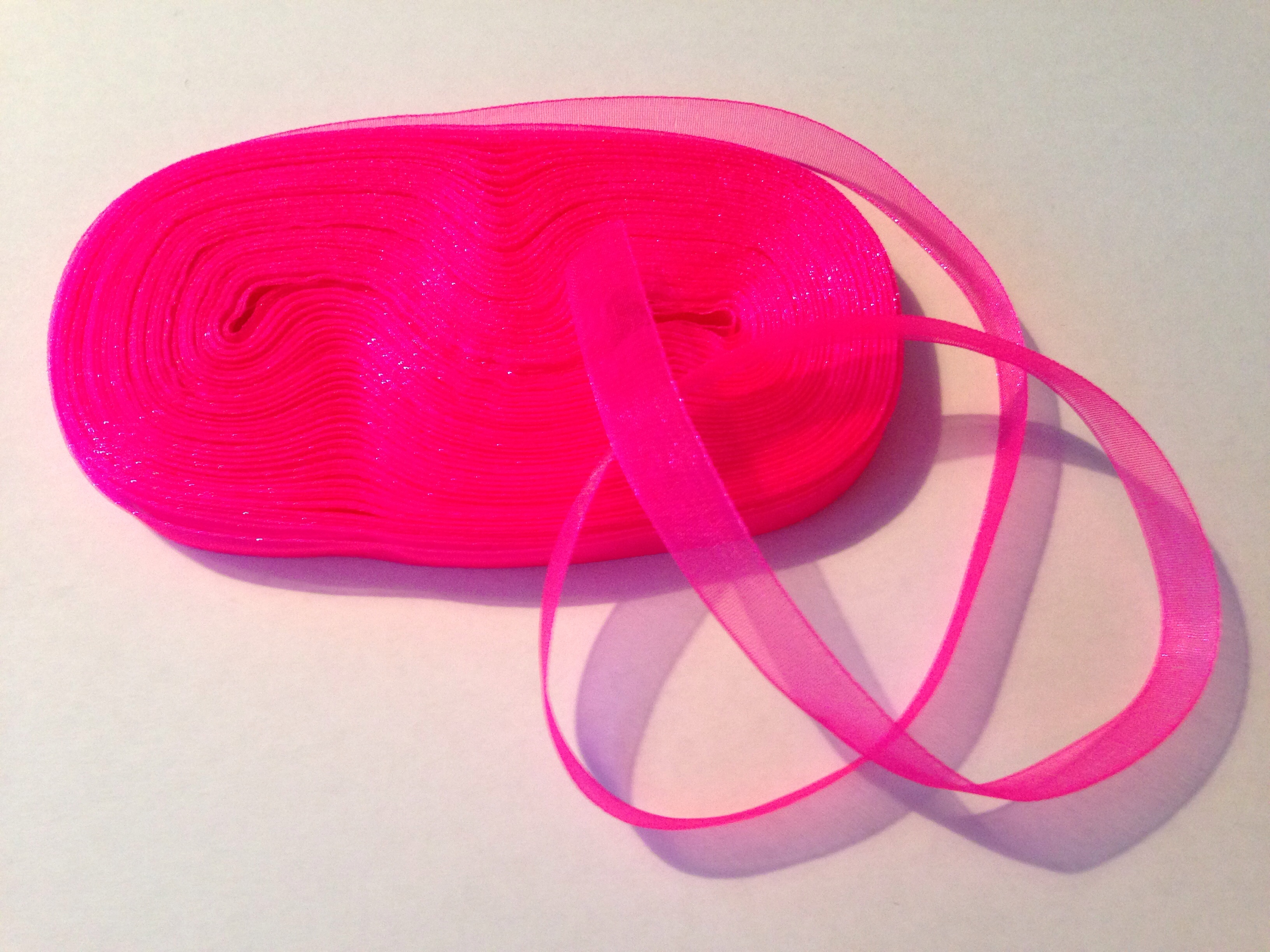 Rosa-neon, Organzaband, 10mm