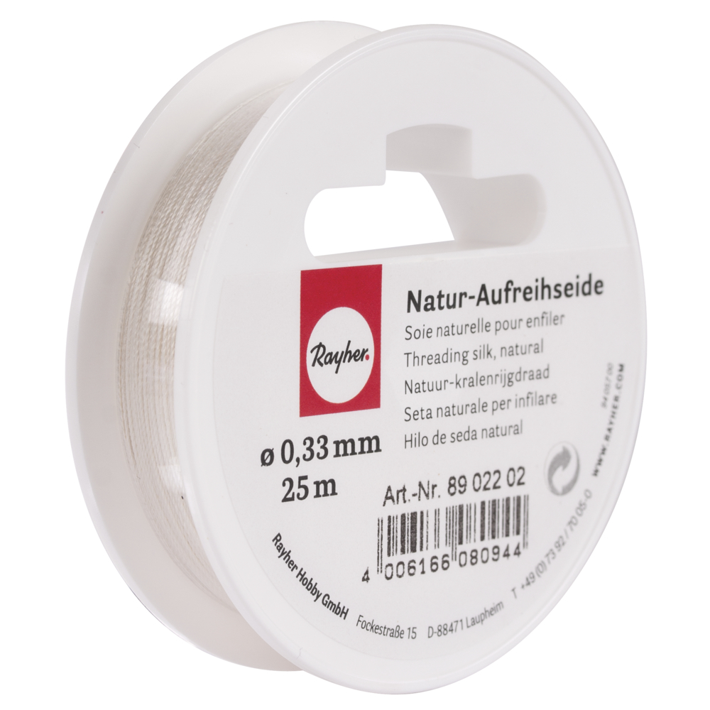 Silkestråd - naturvit, ø0,33mm, 25m, Rayher