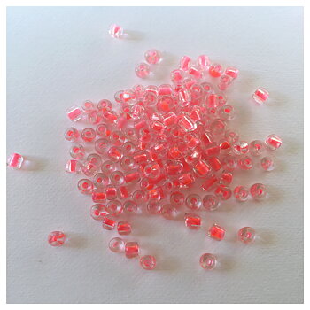 Orange/Klar, rocaillepärlor, 4mm, ca 300st/22g