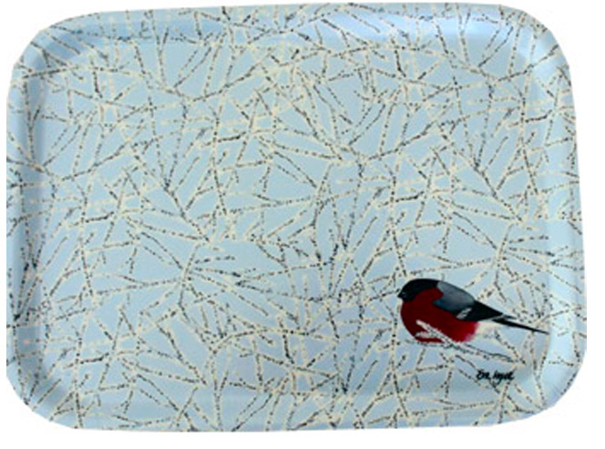 Domherre grå bricka stor 28 x 36 cm