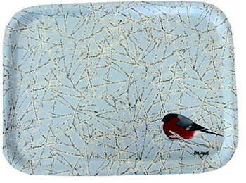 Domherre grå bricka stor 28 x 36 cm
