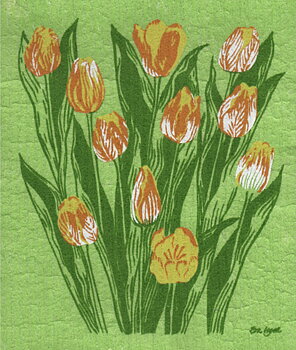 Disktrasa Tulpaner Lime med gula blommor