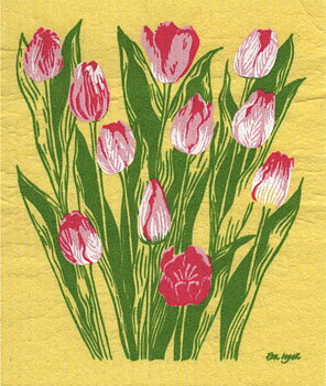 Disktrasa Tulpaner Gul med rosa blommor