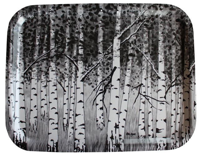 Björkbricka stor svart/vit 28 x 36 cm